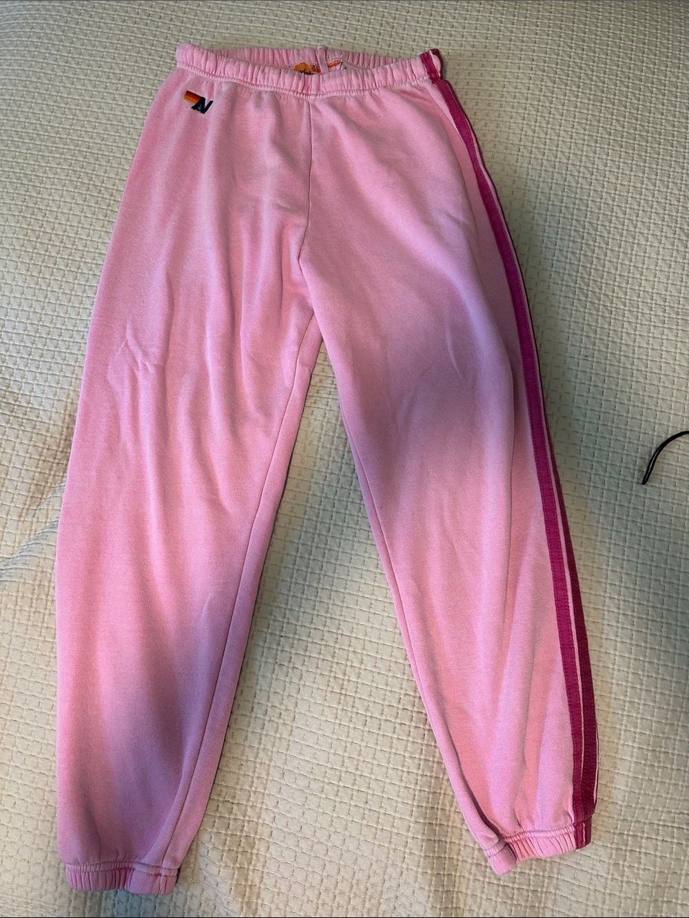Aviator Nation Pink Track Sweatpants with Side Stripe